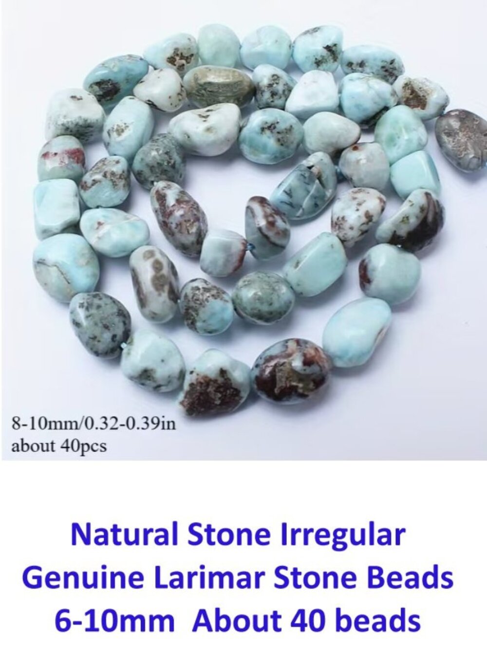 Natural Stone Irregular Genuine Larimar Stone Beads 6-10mm About 40 beads